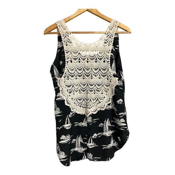 Vintage Havana Tank Top Shirt L Large Lace Racerback Sheer Casual Blouse - Picture 4 of 5